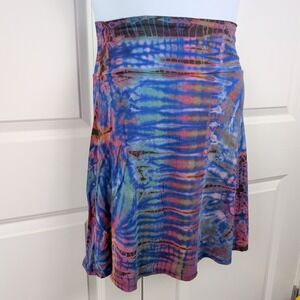 Womens Tie Dye Skirt Blue Pink Purple OS Boho Festival Earthy Alternative Indie